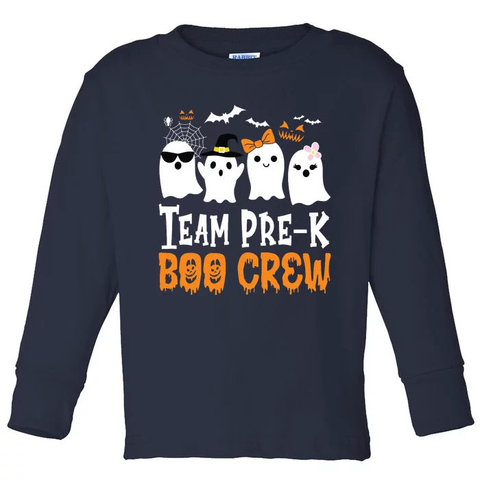 Cute Ghost Team Pre K Boo Crew Halloween Teacher Student Toddler Long Sleeve Shirt