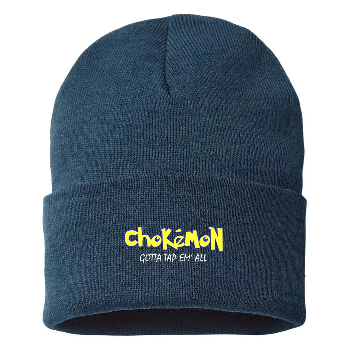 Chokemon Gotta Tap Em All Funny Jiu Jitsu MMA Sustainable Knit Beanie