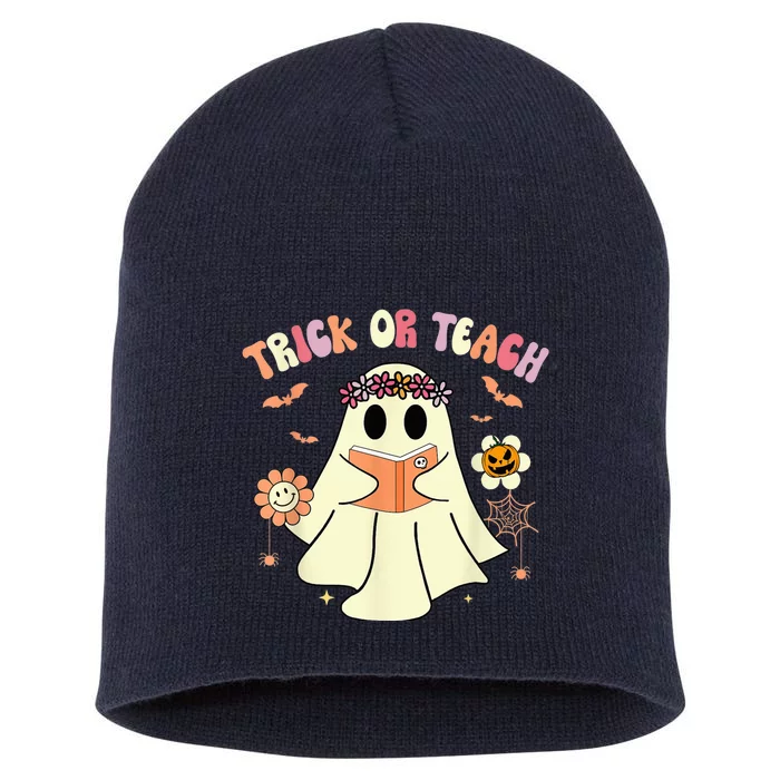 Cute Ghost Teacher Halloween Shirts Wo Trick Or Teach Short Acrylic Beanie