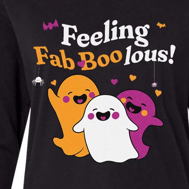 Cute Ghost Trio Boo Halloween Fab Boo Lous Womens Cotton Relaxed Long Sleeve T-Shirt