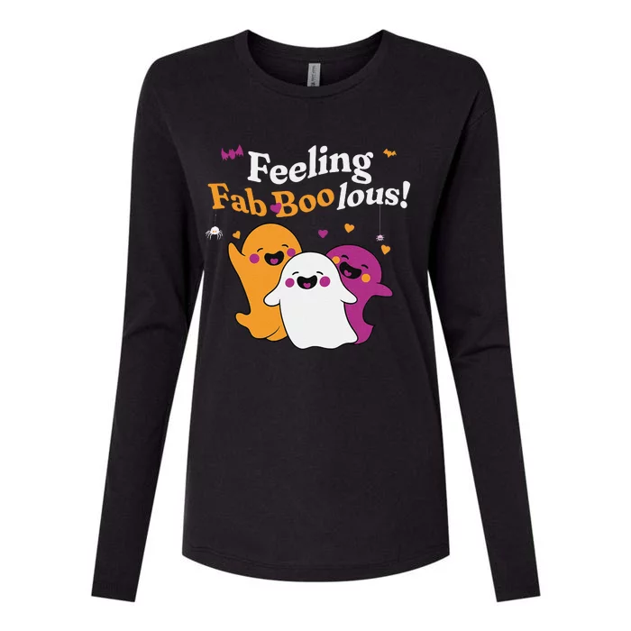 Cute Ghost Trio Boo Halloween Fab Boo Lous Womens Cotton Relaxed Long Sleeve T-Shirt