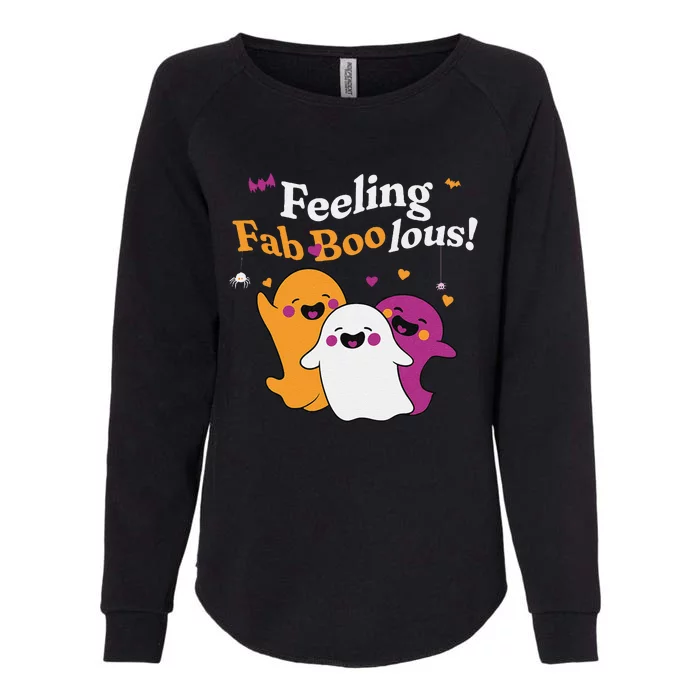 Cute Ghost Trio Boo Halloween Fab Boo Lous Womens California Wash Sweatshirt