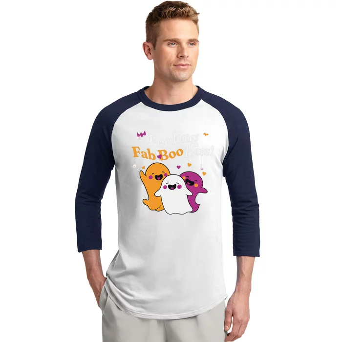 Cute Ghost Trio Boo Halloween Fab Boo Lous Baseball Sleeve Shirt