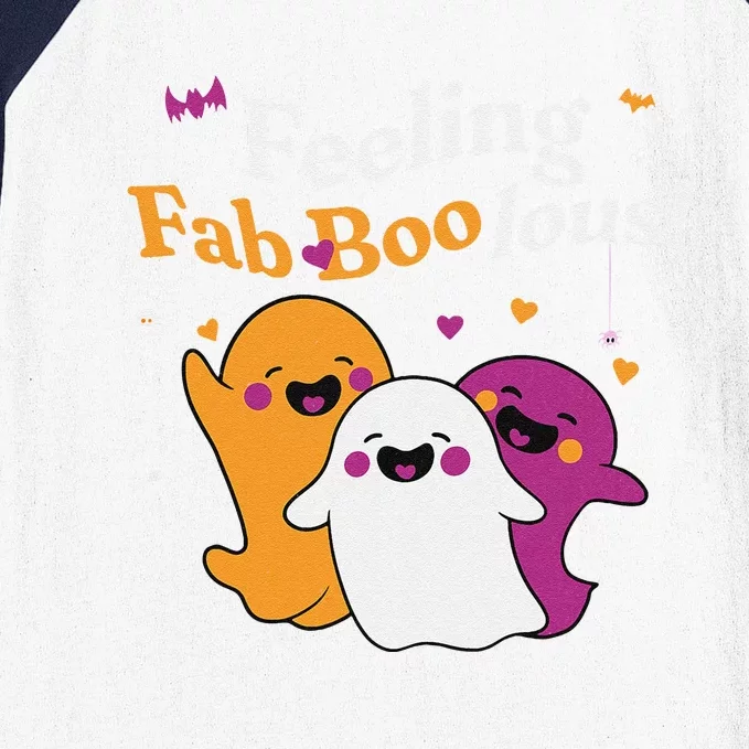 Cute Ghost Trio Boo Halloween Fab Boo Lous Baseball Sleeve Shirt