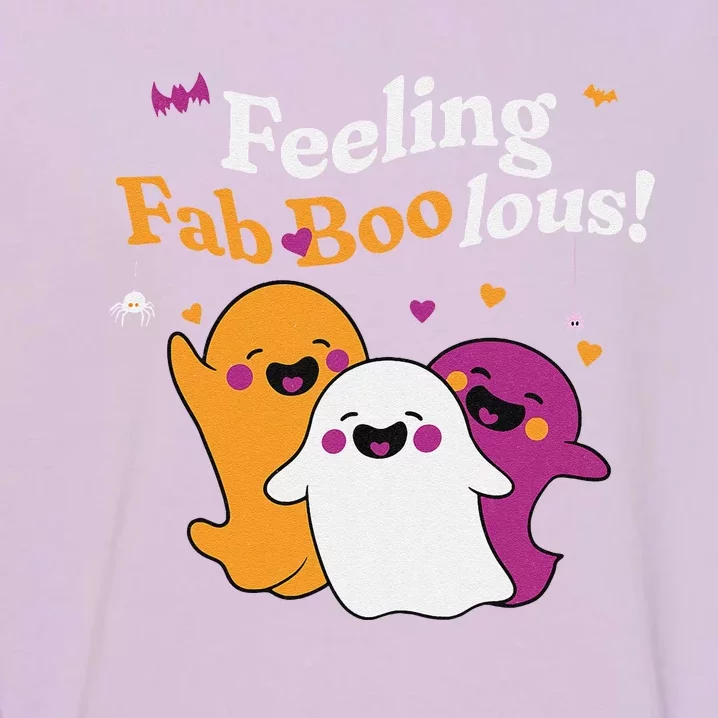 Cute Ghost Trio Boo Halloween Fab Boo Lous Garment-Dyed Sweatshirt