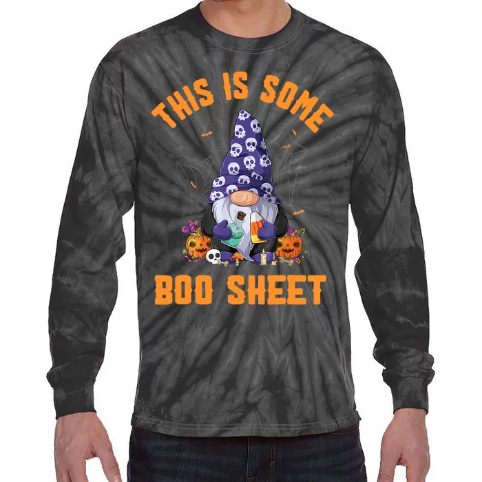 Cute Gnomes This Is Some Boo Sheet Halloween Pumpkins Ghosts Tie-Dye Long Sleeve Shirt