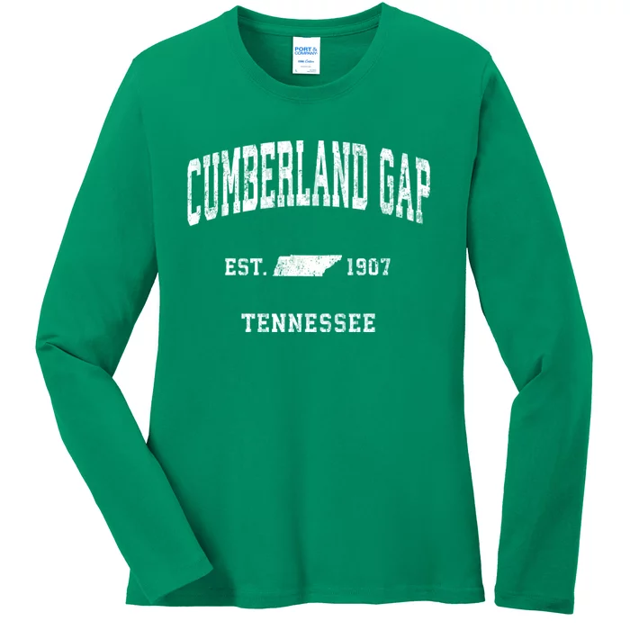 Cumberland Gap Tennessee Tn Vintage Athletic Ladies Long Sleeve Shirt