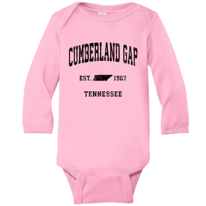 Cumberland Gap Tennessee Tn Vintage Athletic Baby Long Sleeve Bodysuit