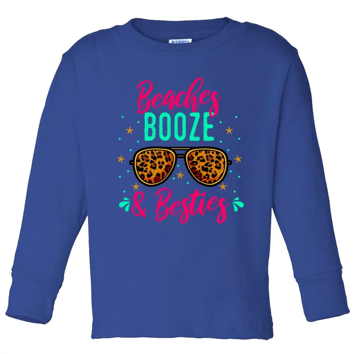 Cute Girls Trip Weekend Vacation Beaches Booze And Besties Gift Toddler Long Sleeve Shirt