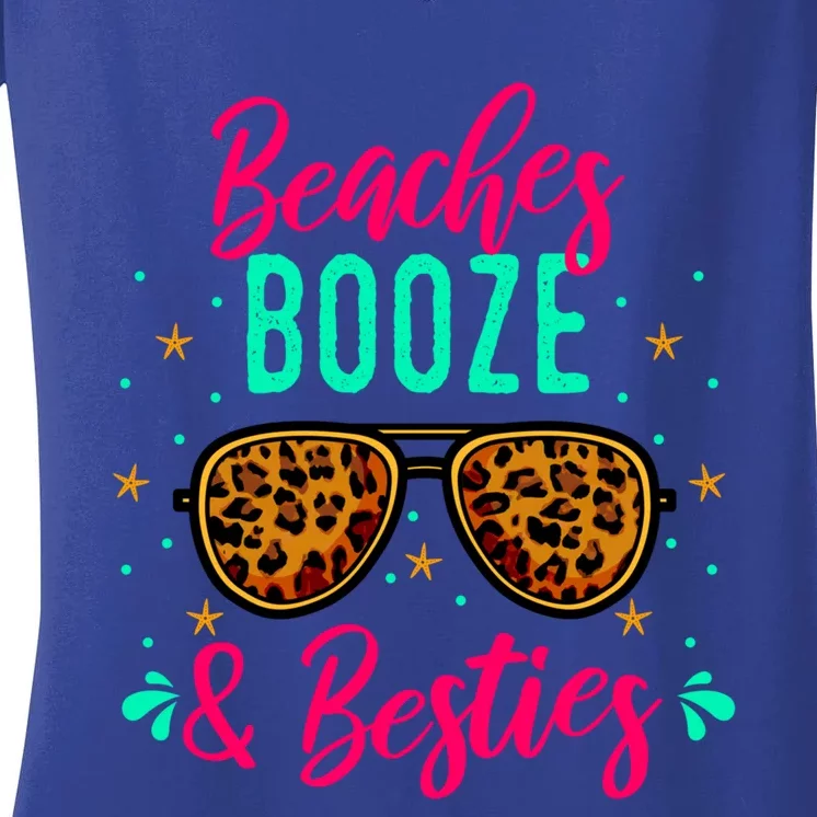 Cute Girls Trip Weekend Vacation Beaches Booze And Besties Gift Women's V-Neck T-Shirt