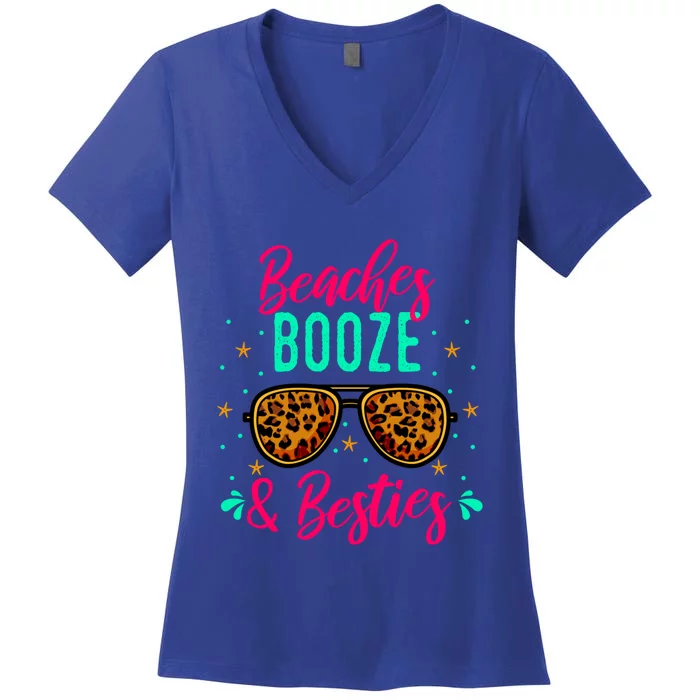 Cute Girls Trip Weekend Vacation Beaches Booze And Besties Gift Women's V-Neck T-Shirt