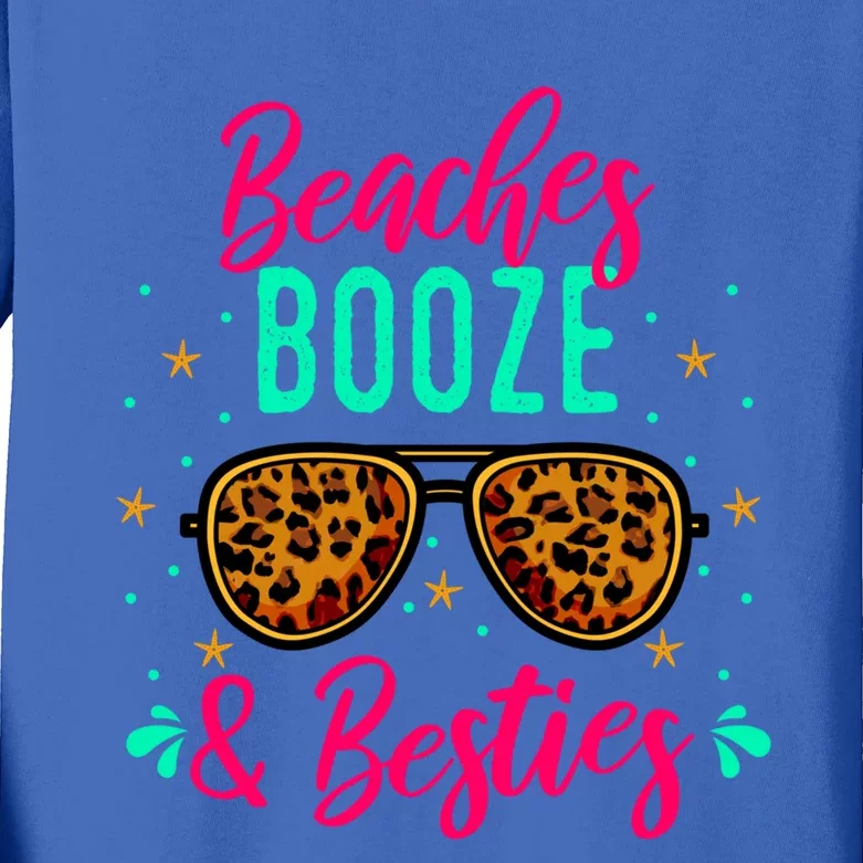 Cute Girls Trip Weekend Vacation Beaches Booze And Besties Gift Kids Long Sleeve Shirt