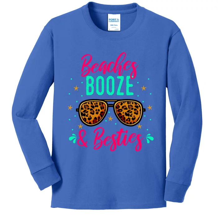 Cute Girls Trip Weekend Vacation Beaches Booze And Besties Gift Kids Long Sleeve Shirt