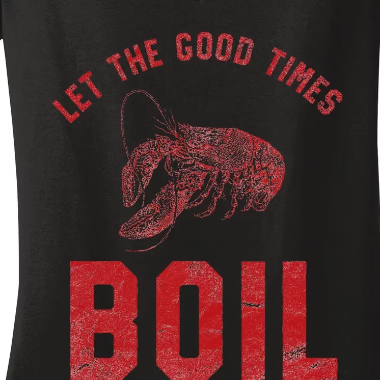 Crawfish Good Times Boil Louisiana Retro Food Festival Women's V-Neck T-Shirt