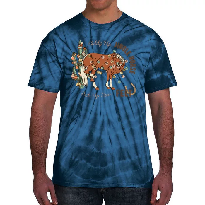 Christmas Giddy Up Jingle Horse Pick Up Your Feet For Love Tie-Dye T-Shirt