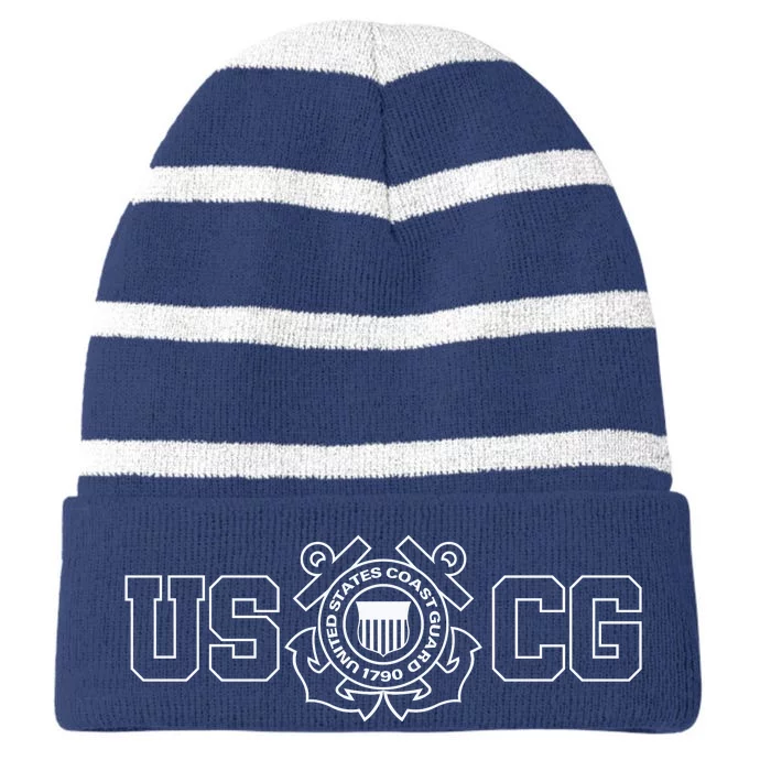 Coast Guard USCG Coast Guardsmen Striped Beanie with Solid Band