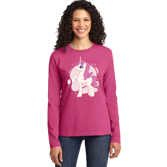 Cute Girly Unicorn Ladies Long Sleeve Shirt