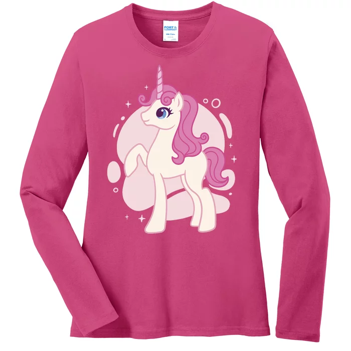 Cute Girly Unicorn Ladies Long Sleeve Shirt