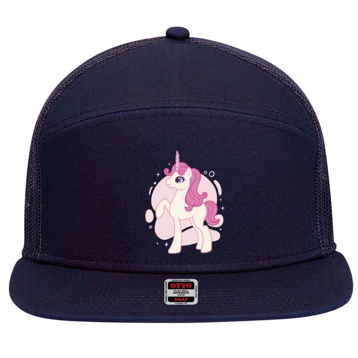 Cute Girly Unicorn 7 Panel Mesh Trucker Snapback Hat