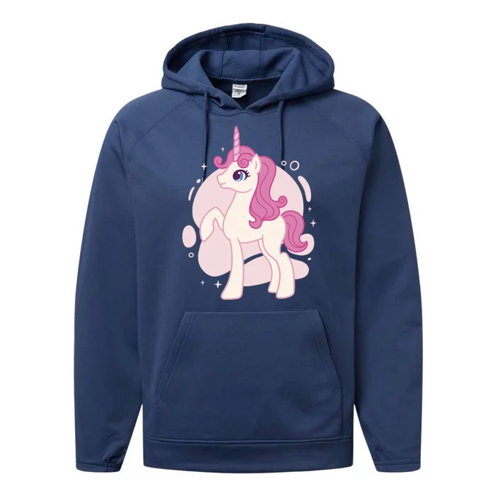 Cute Girly Unicorn Performance Fleece Hoodie