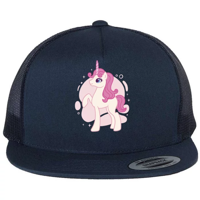 Cute Girly Unicorn Flat Bill Trucker Hat