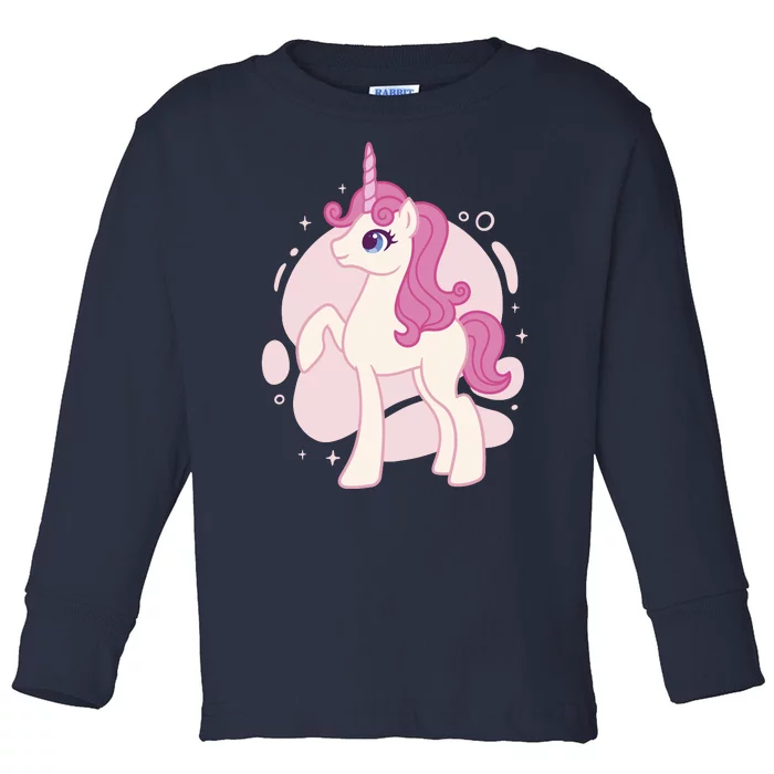 Cute Girly Unicorn Toddler Long Sleeve Shirt