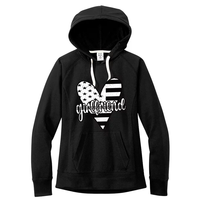 Corrections Girlfriend Us Flag Heart Correctional Officer Great Gift Women's Fleece Hoodie