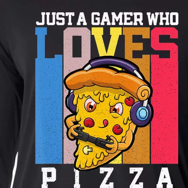 Cool Gaming Video Games And Pizza Lover Cooling Performance Long Sleeve Crew