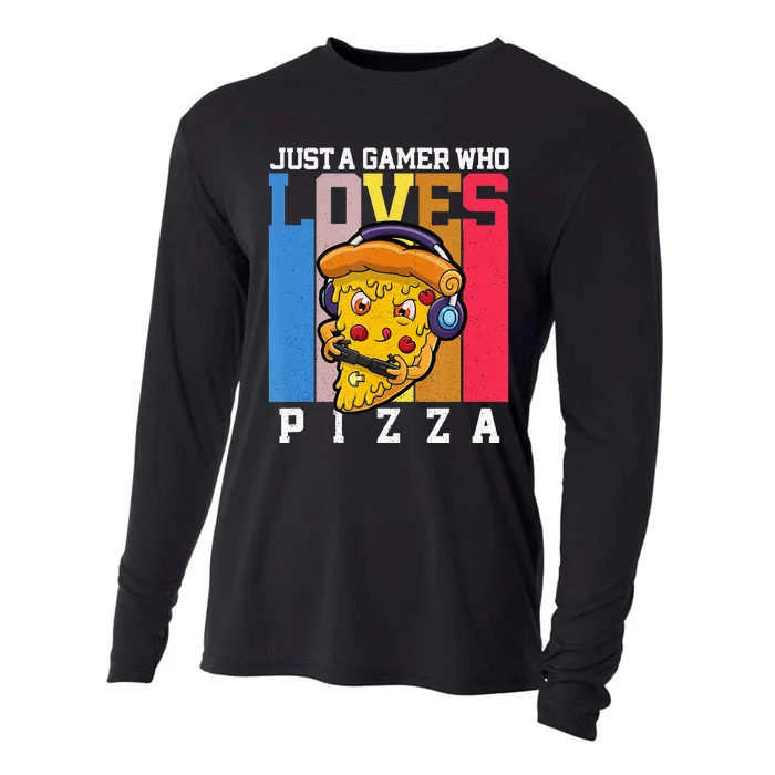 Cool Gaming Video Games And Pizza Lover Cooling Performance Long Sleeve Crew