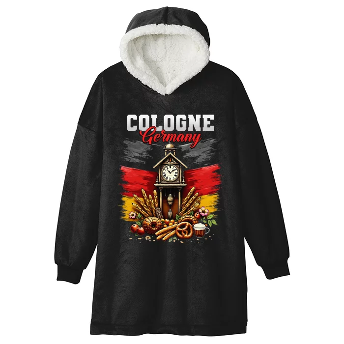 Cologne Germany Vacation Travel Souvenir German Flag Hooded Wearable Blanket