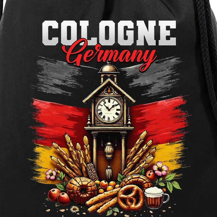 Cologne Germany Vacation Travel Souvenir German Flag Drawstring Bag