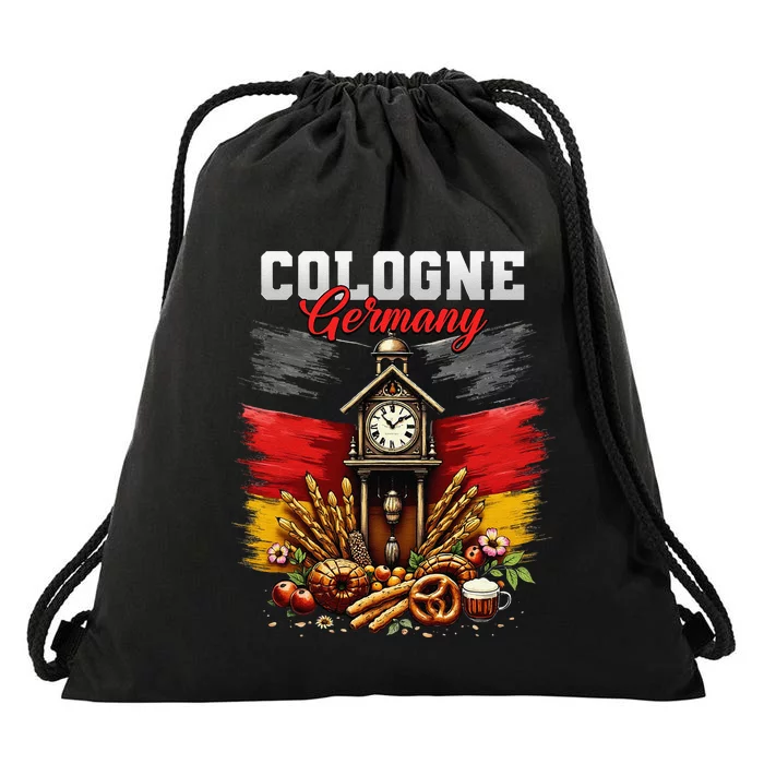 Cologne Germany Vacation Travel Souvenir German Flag Drawstring Bag