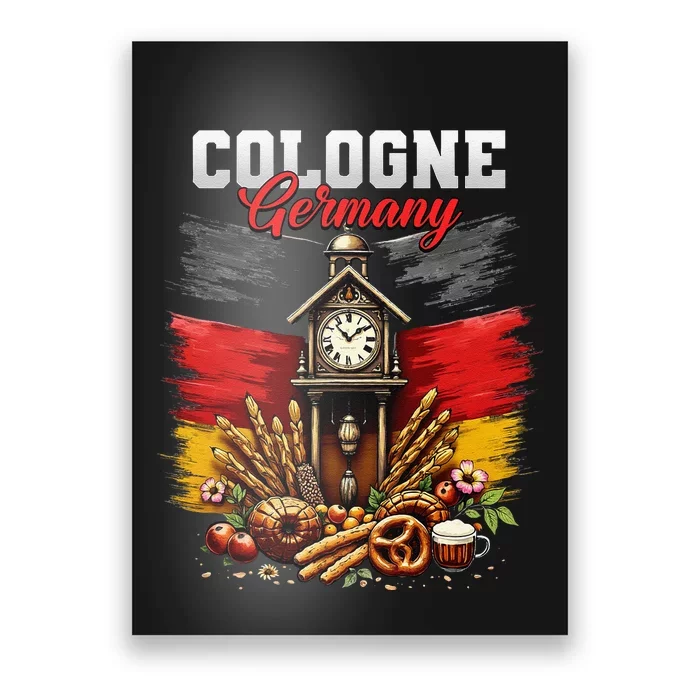 Cologne Germany Vacation Travel Souvenir German Flag Poster