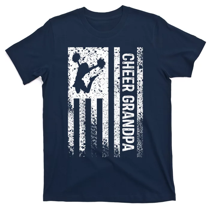 Cheer Grandpa Vintage American Flag Cheerleader Squad T-Shirt