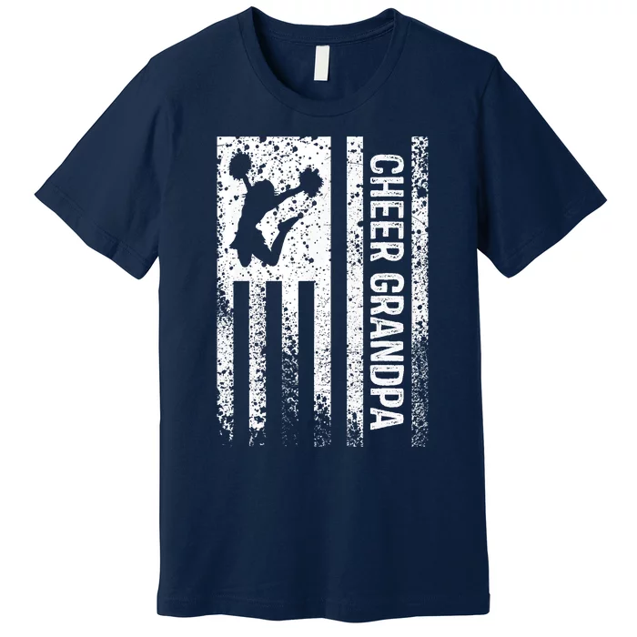 Cheer Grandpa Vintage American Flag Cheerleader Squad Premium T-Shirt