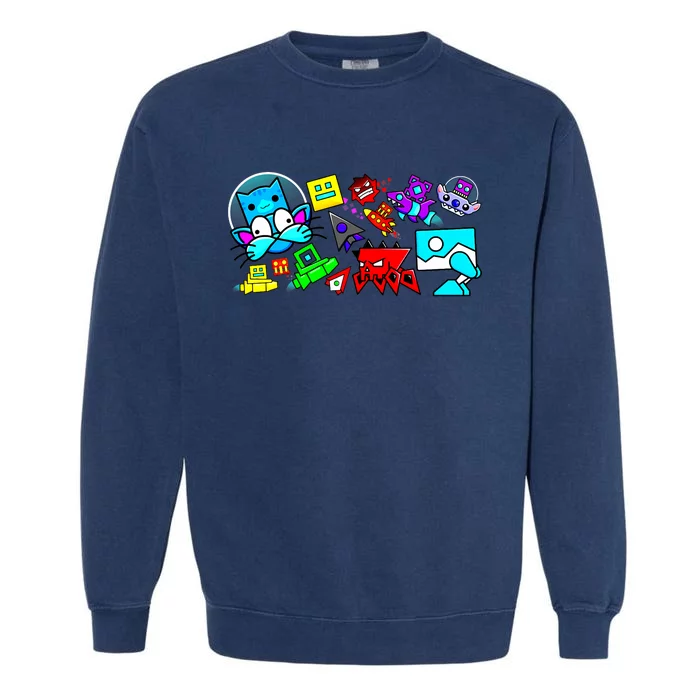 Cute Geometry Video Game Funny Graphic Birthday Gifts Garment-Dyed Sweatshirt