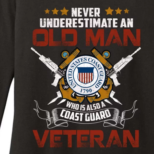 Coast Guard Veteran Never Underestimate Veteran's Day Womens CVC Long Sleeve Shirt