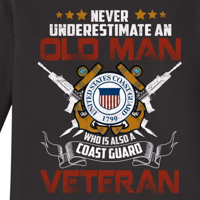 Coast Guard Veteran Never Underestimate Veteran's Day Baby Long Sleeve Bodysuit