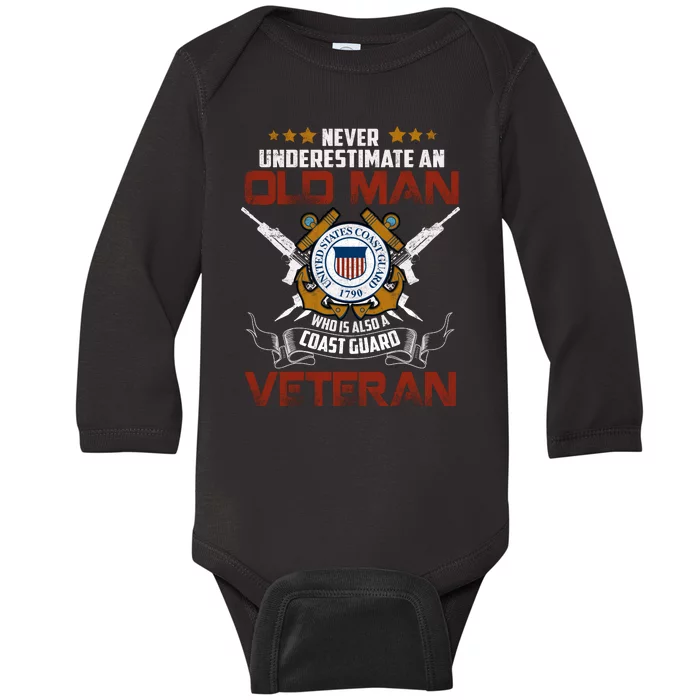 Coast Guard Veteran Never Underestimate Veteran's Day Baby Long Sleeve Bodysuit