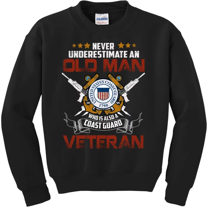 Coast Guard Veteran Never Underestimate Veteran's Day Kids Sweatshirt