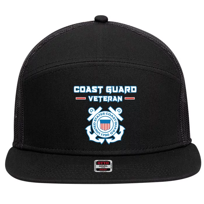 Coast Guard Veteran USCG Veterans 7 Panel Mesh Trucker Snapback Hat