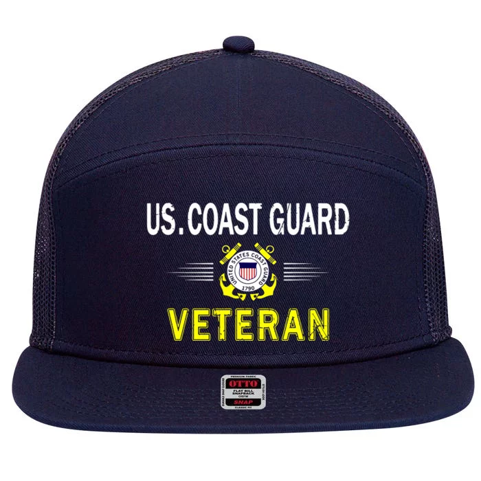 Coast Guard Veterans Day GiftUS Coast Guard Veteran Pride 7 Panel Mesh Trucker Snapback Hat