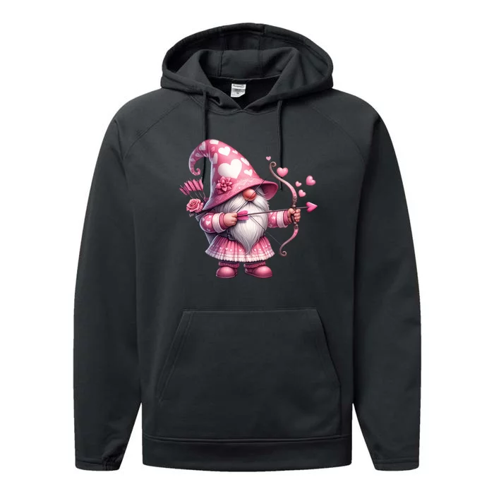 Cute Gnome Valentines Day Heart Gnome Valentine Performance Fleece Hoodie