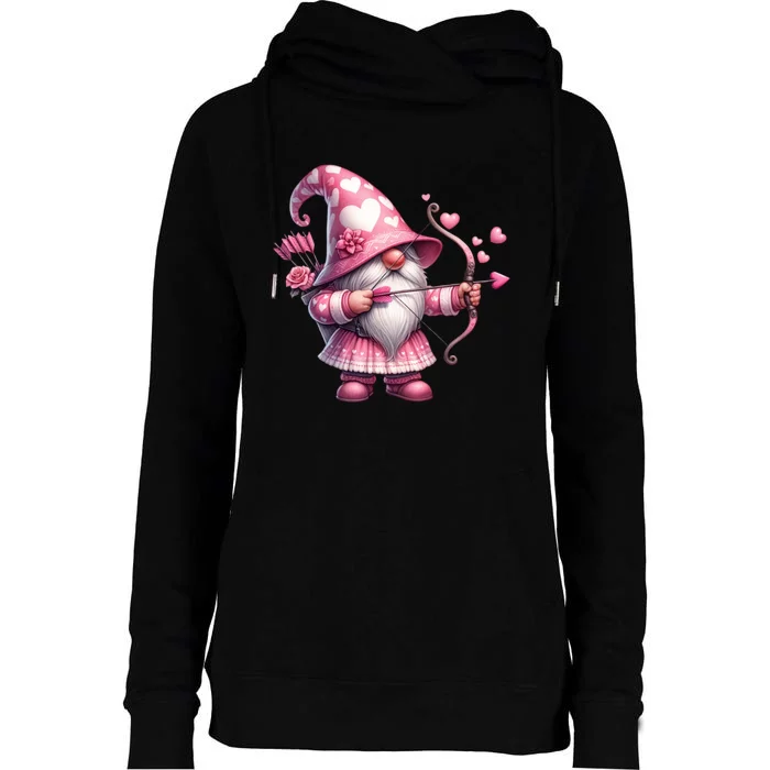 Cute Gnome Valentines Day Heart Gnome Valentine Womens Funnel Neck Pullover Hood