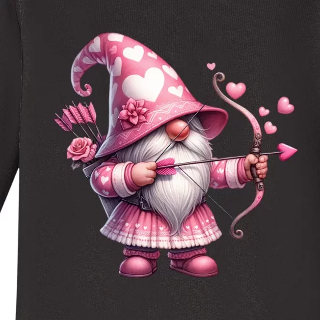 Cute Gnome Valentines Day Heart Gnome Valentine Baby Long Sleeve Bodysuit