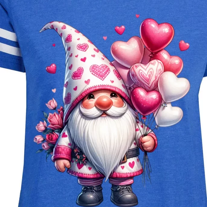 Cute Gnome Valentines Day Heart Gnome Valentine Enza Ladies Jersey Football T-Shirt