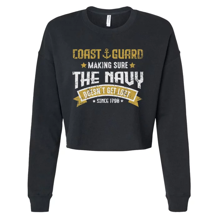 Coast Guard Veteran Uscg Patriotic Vintage Veterans Day Cropped Pullover Crew