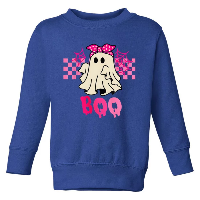 Cute Ghost with Bow Boo Halloween Toddler Sweatshirt