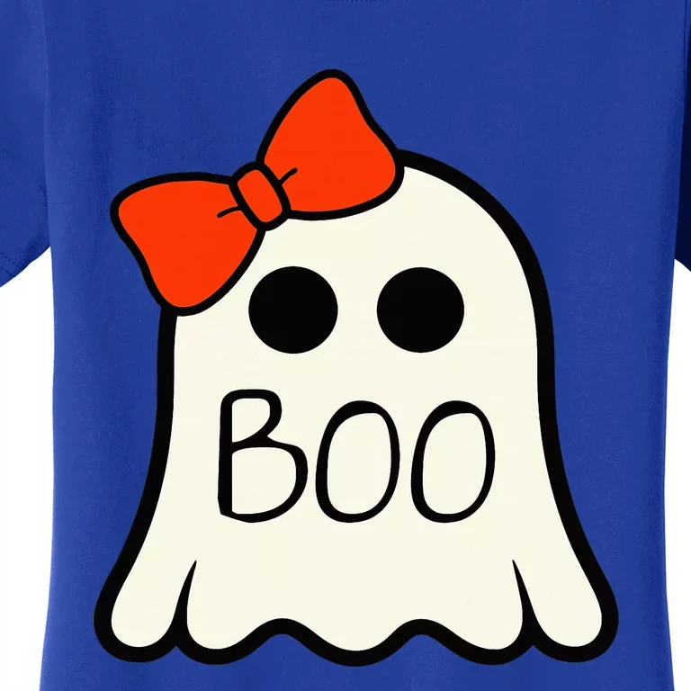 Cute Ghost With Bow Boo Halloween Women's T-Shirt