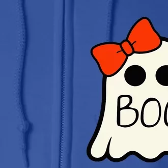 Cute Ghost With Bow Boo Halloween Full Zip Hoodie